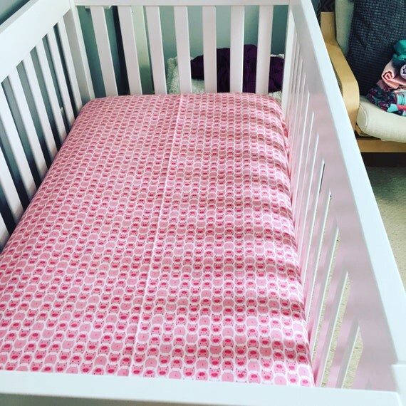 Custom Crib Sheet Piggies Organic Flannel Baby Bedding