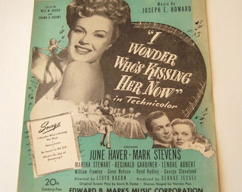 Vintage Sheet Music, I Wonder Who's Kissing Her Now
