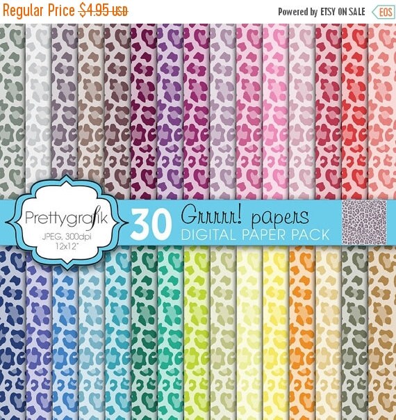 80% OFF SALE leopard animal print digital paper, commercial use, scrapbook papers, background - PS597 Il_570xn