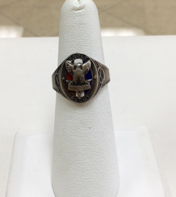 Vintage Steling Silver Eagle Scout Ring Size 6