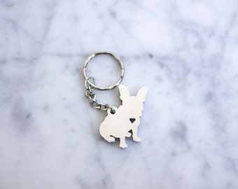 French Bulldog, Custom Keychain, Metal Keychain, Custom Metal Keychain, Keyring, Silver Keychain, Brass Keychain, Keychains