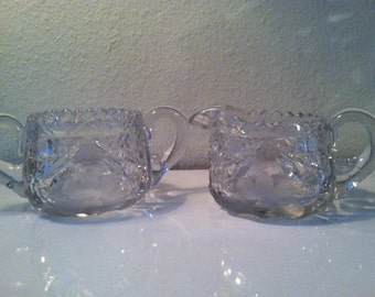 A Stunning Antique Crystal/Glass Sugar and Creamer Set.