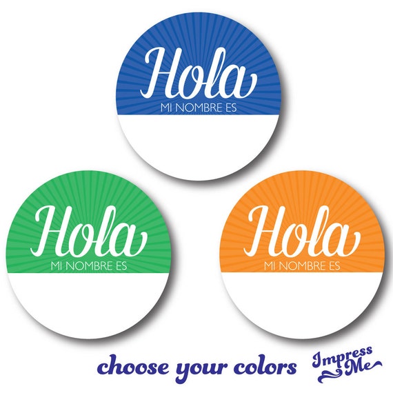 12 Modern, Cool Spanish Name Tags "Hola Mi Nombre es" Stickers 3