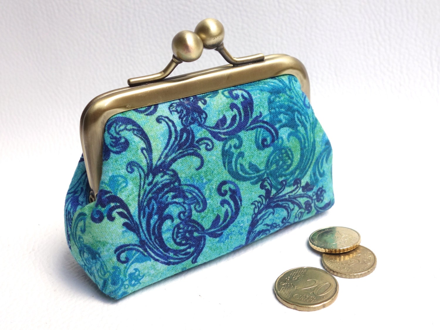 Kisslock frame change purse/ Coin purse with clasp / Navy