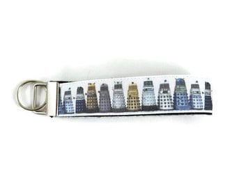 Dalek key fob, Doctor Who key chain, wristlet keychain, Fabric Wristlet