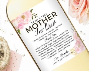 Wine Labels for Inlaws - Parent Wedding Gift - In laws - Father in law - Mother of the Bride - Thank You Wedding Gifts - Set of 2
