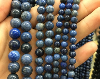 Natural Blue Dumortierite Gemstone Beads, Round Loose Gemstone Beads, Semi Precious Stone Beads For Jewelry Making 6mm 8mm 10mm 12mm 14mm