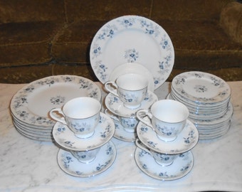 Vintage Baroque Bleu By Daniele Japan Fine China Service for 7 ~ 34pcs total