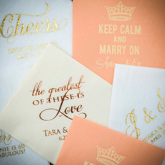 Personalized Engagement Party Napkins Custom Wedding Napkins