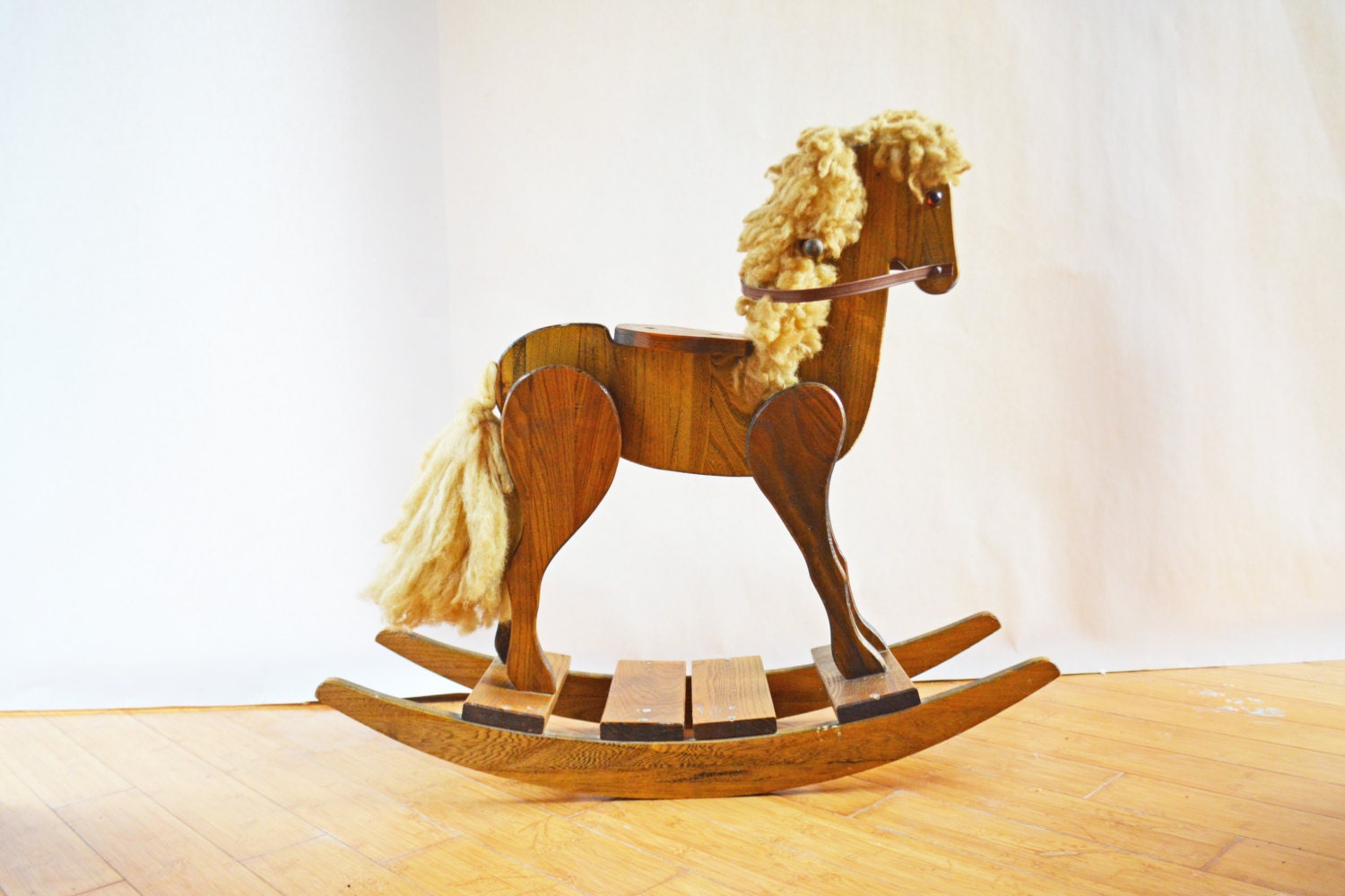 wooden riding rocking horse