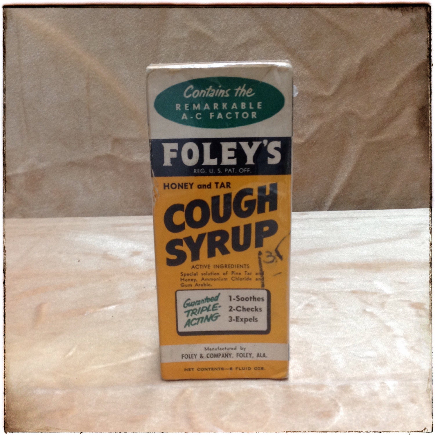 Vintage FOLEYS Cough Syrup Mid Century Movie Prop by NorthernGate