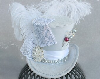 White Mini Top Hat Wedding Top Hat Mini by LittleMissHattitude