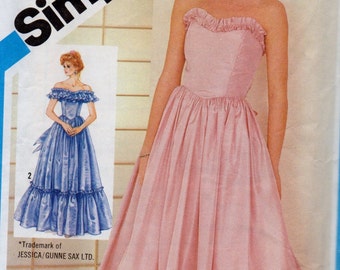 6386 Simplicity Sewing Pattern Boned Bodice Gown Formal Dress Size 12 Vintage 1980s Southern Belle Evening