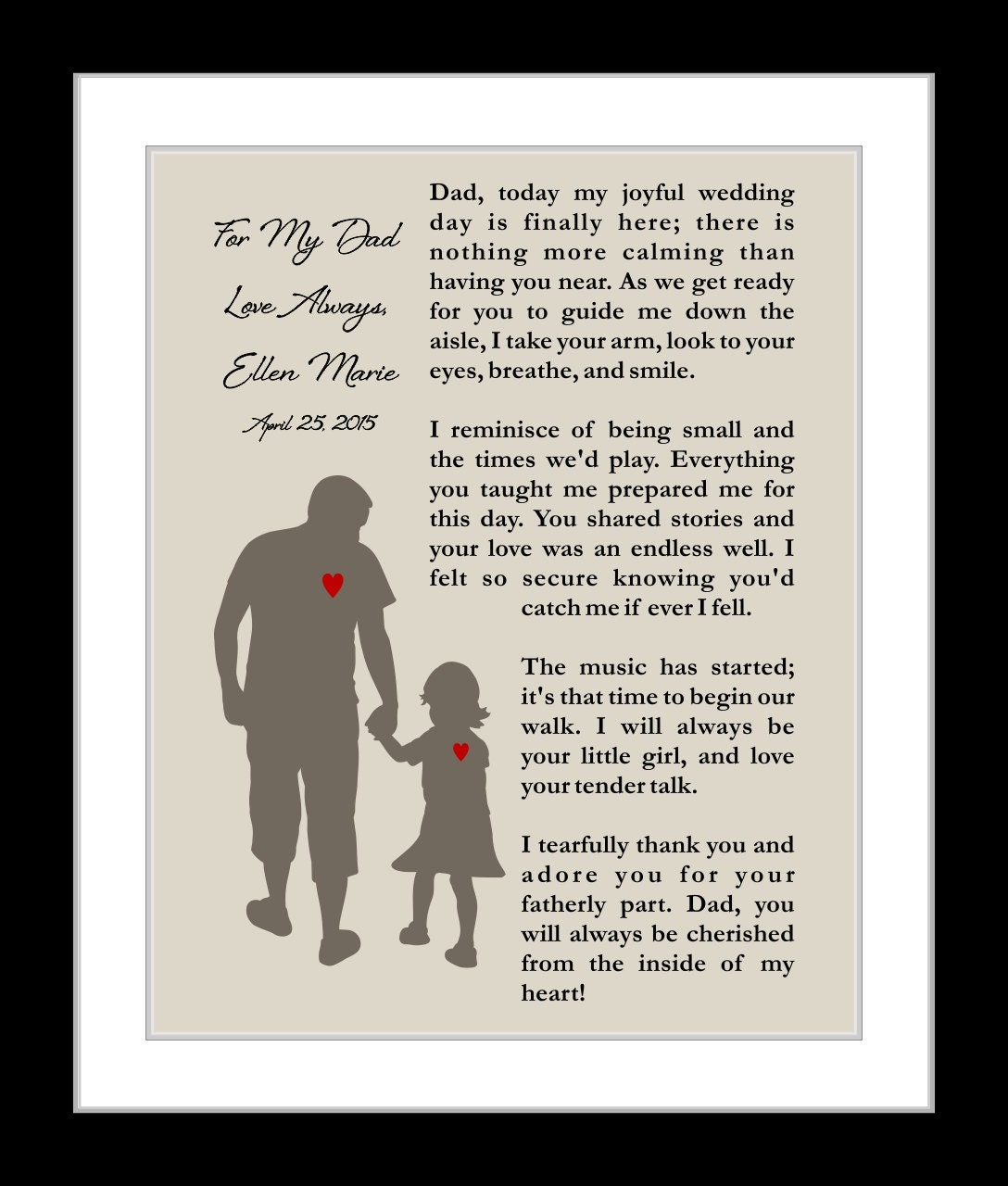 Personalized Father Of The Bride Wedding Thank You Gift Poem