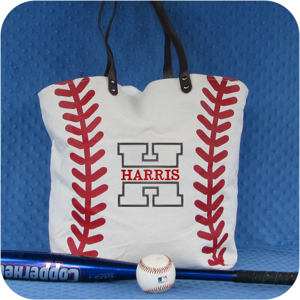Monogrammed Baseball Tote Bag Baseball Mom Bag Baseball