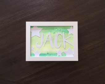 Watercolor Name Art - Star Lime - 5x7 Framed