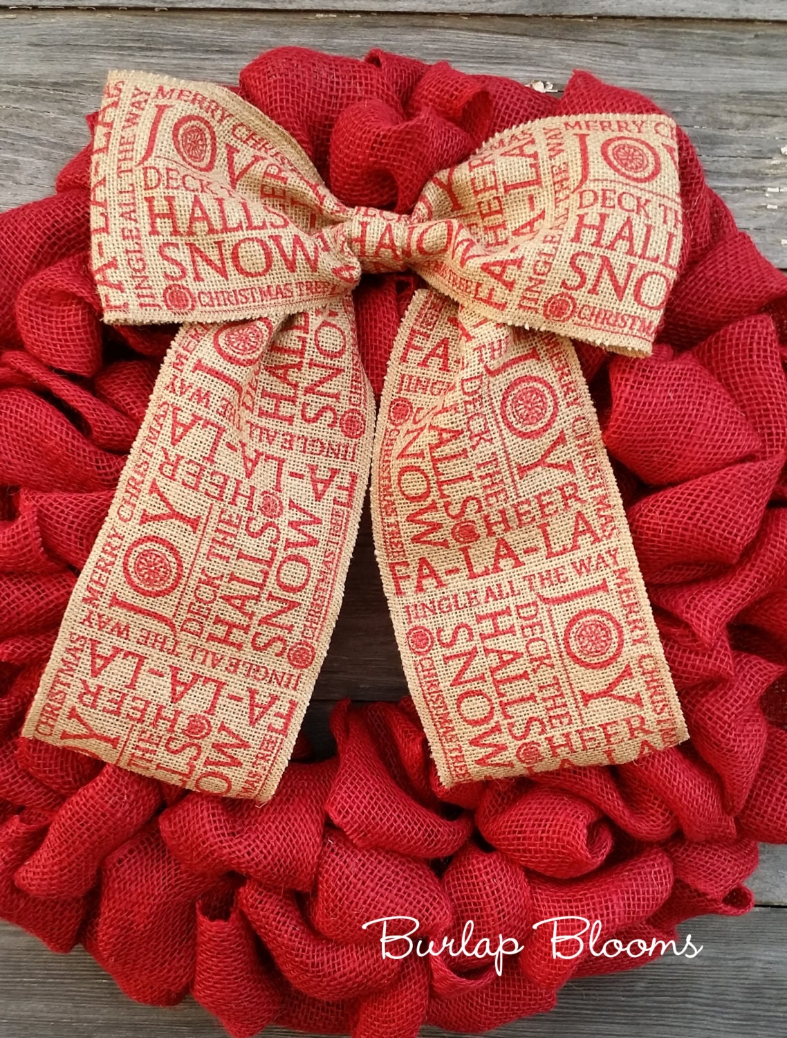 Red Burlap Christmas Wreath Front Door Wreath Wreaths