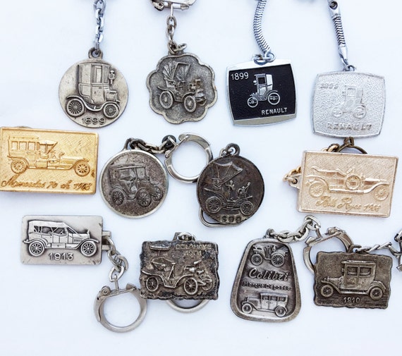 Vintage Automobile Classic Car Keychain Keyring / Lot of 12