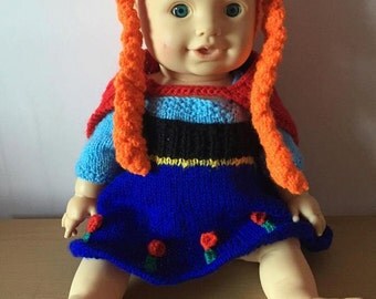 Anna frozen inspired doll's dress set