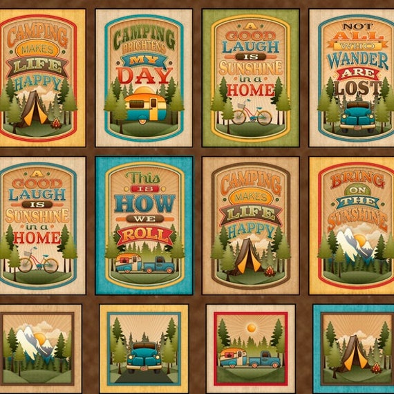 Outdoor Adventure Camping Cotton Fabric by by CarolinaCottonCo