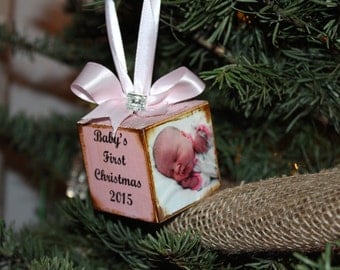 Baby's First Christmas Ornament photo Personalized and custom