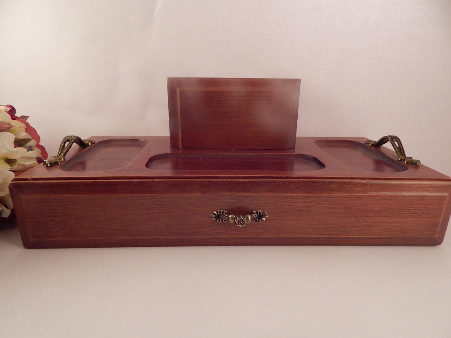 Men's Dresser Top Valet Wooden Jewelry Box by SpringJewelryThings