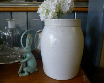 Glazed gallon cream-colored crock