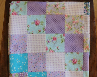 Baby Quilt - Flannel Quilt - Purple Baby Quilt - Baby Girl Quilt - Receiving Blanket - Patchwork Quilt