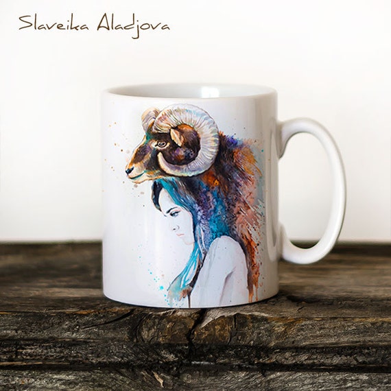 Taza chica taza acuarela cerámica taza único regalo por slaviart