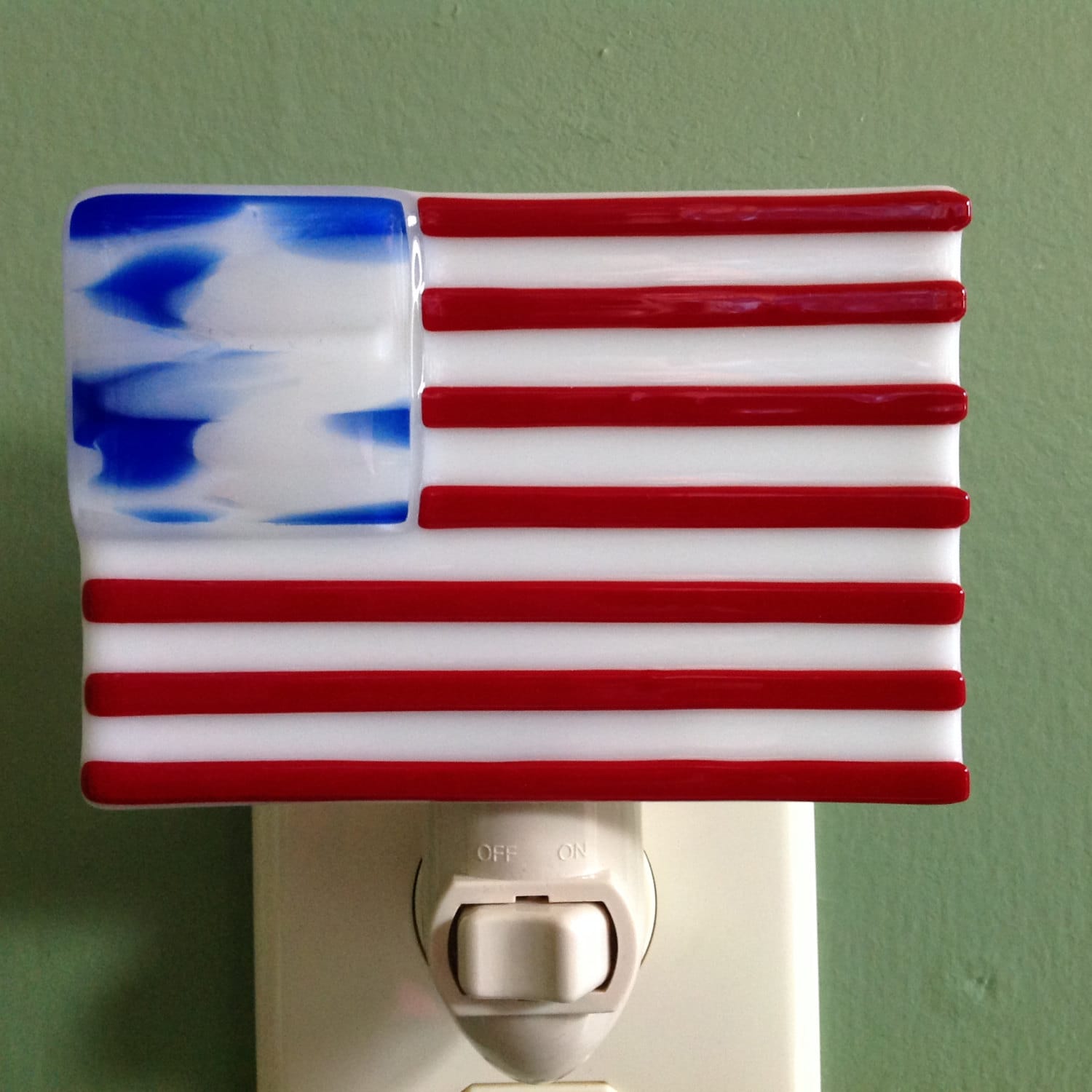 Fused Glass American Flag Night Light