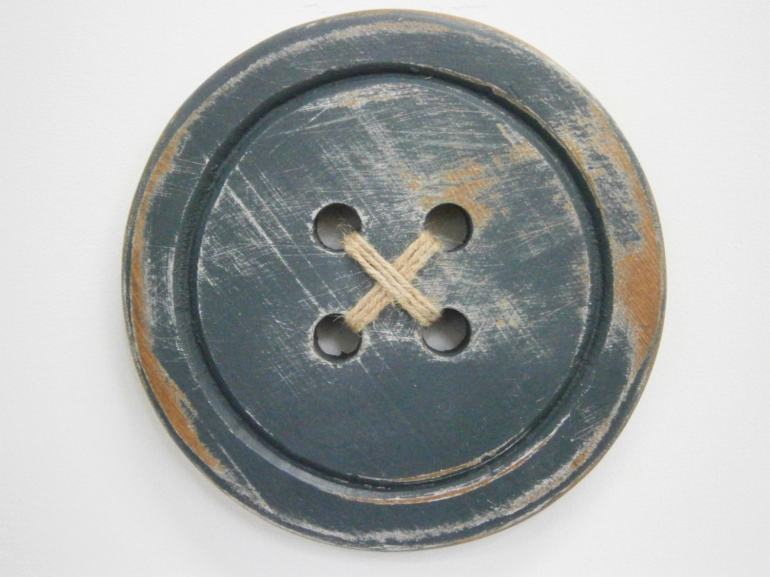 Large Wood Button Wall Art Charcoal/Slate Painted Large