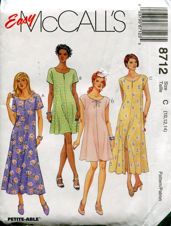 1990s Dress Pattern McCalls 8712 Sundress Summer Flared Dress