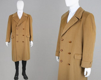 Vintage 80s VALENTINO Mens Coat Wool Overcoat Double Breasted Coat Mens Camel Coat Designer Coat Warm Winter Coat Mod Coat Made in Italy