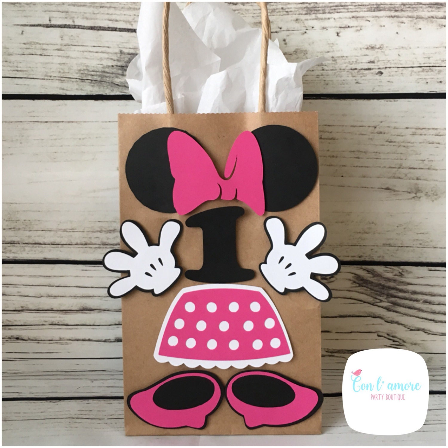 Minnie mouse birthday party favor bag goody bag first