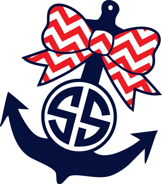 Anchor monogram chevron bow SVG eps cutting file instant