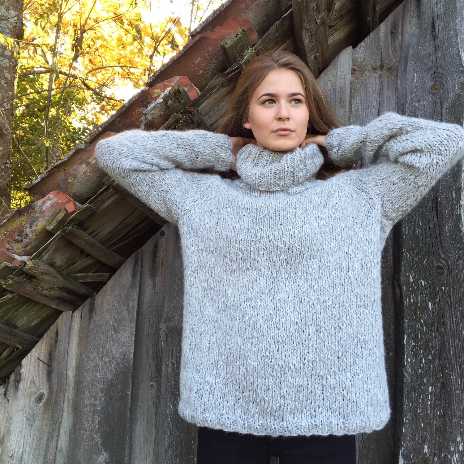 Gray sweater Alpaca wool sweater Women's sweater Grey