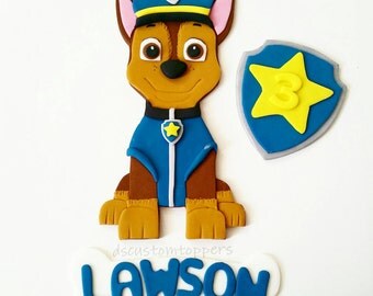 Paw patrol Cake topper. Chase cake topper. Fondant cake topper. Edible cake topper