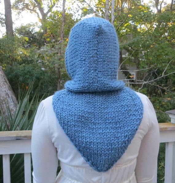 Maid Marian Hoodie Cowl in Super Bulky Yarn Knitting Pattern, Winter Hat, Win...