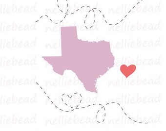 Texas Clipart - SVG Digital Download cut files - Long Distance Relationship Digital Clipart for Cricut Silhouette Studio