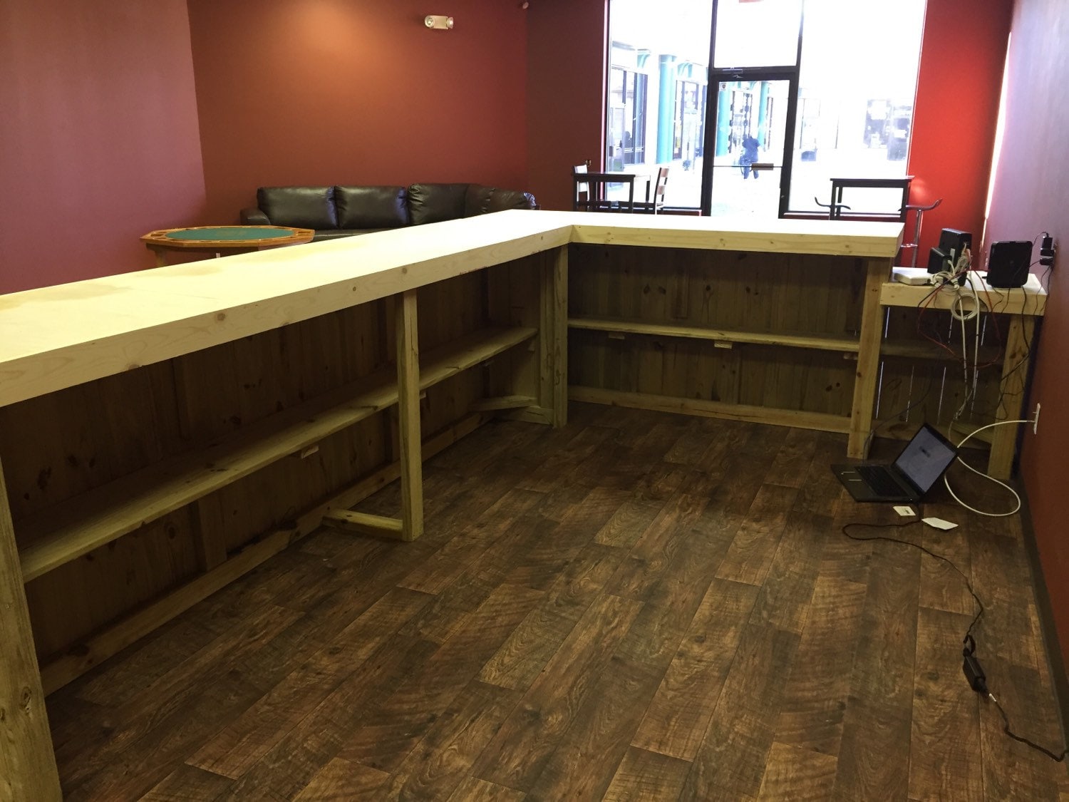 Up to 20' rustic retail sales counter reception desk by BuyfooBARS