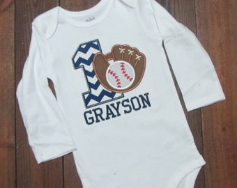 Baseball first Birthday Shirt, baseball birthday shirt , first birthday baseball applique shirt
