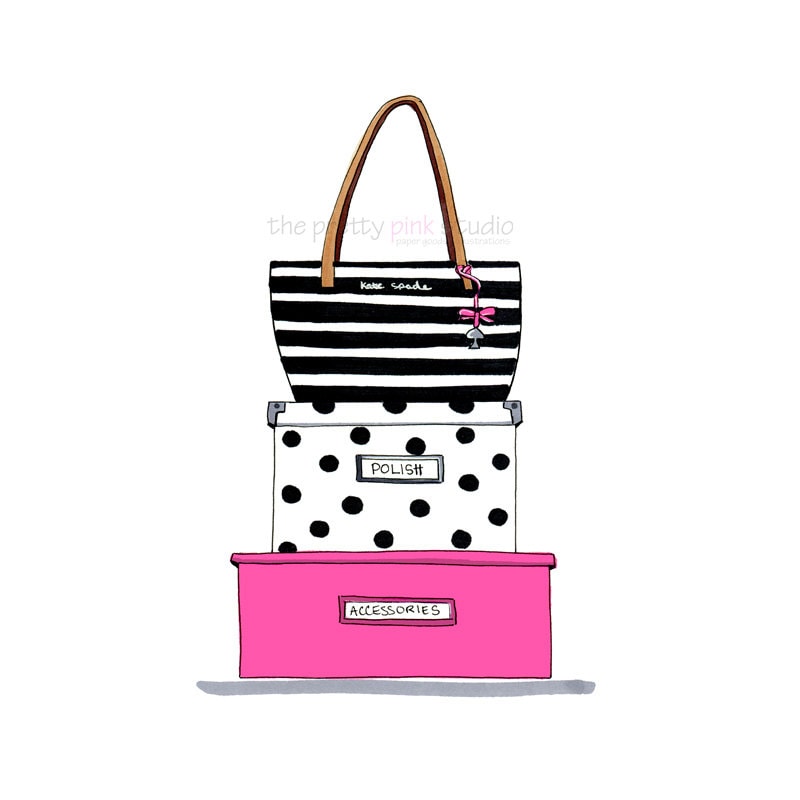 Fashion illustration Kate Spade inspired Kate Spade purse