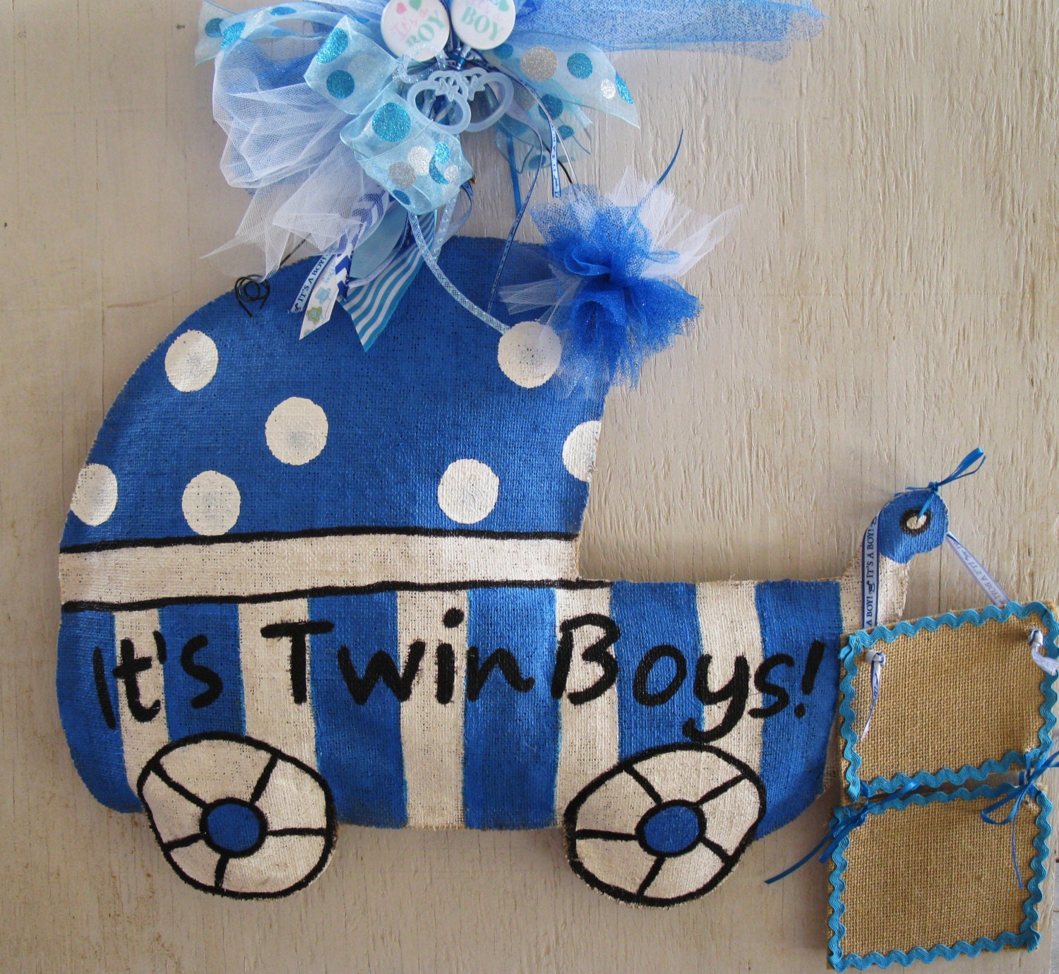 Twins Baby Carriage Door Hanger/Hospital Door Hanger Hand