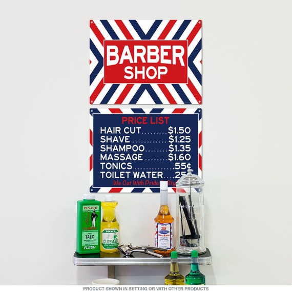 Barber Shop Price List Sign Set 56684