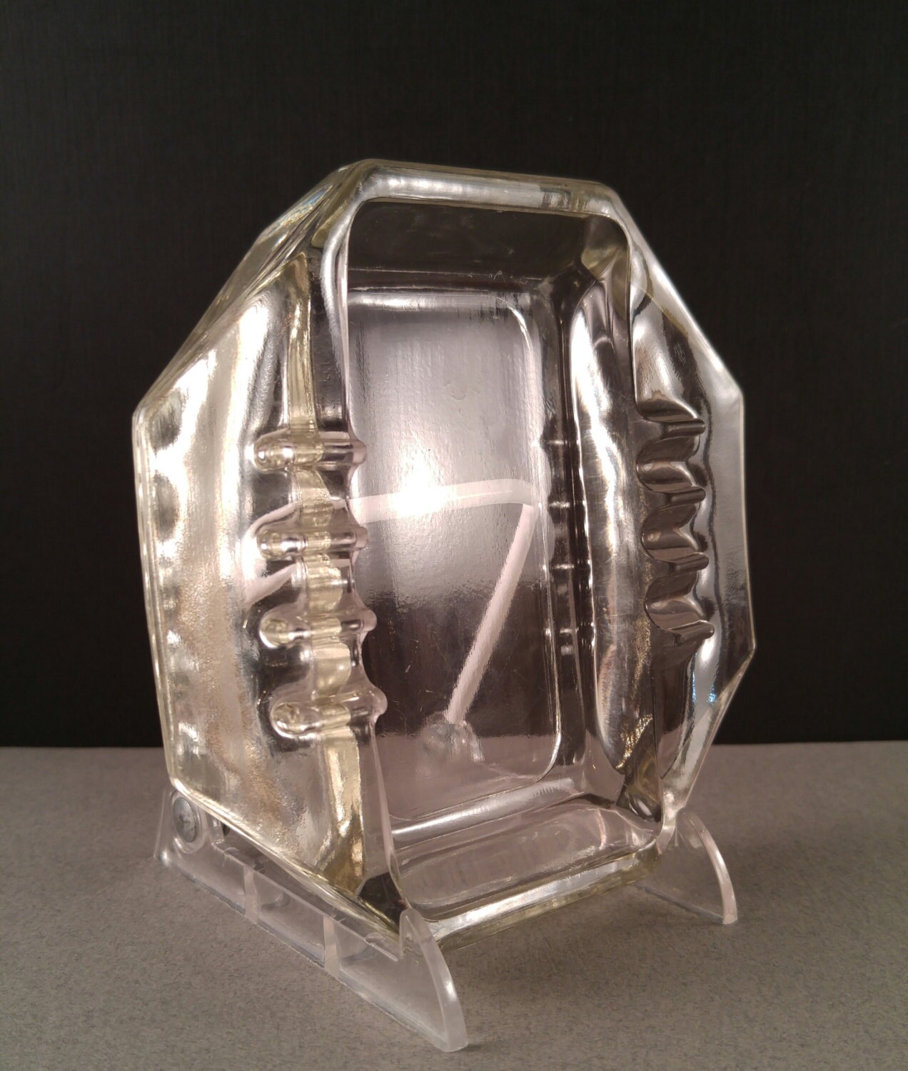 Vintage Ashtray. Safex Glass Art Deco Style Clear Glass