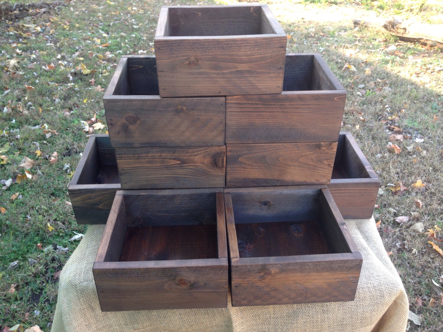 Set of Ten Rustic Wedding Centerpiece Flower Boxes Table