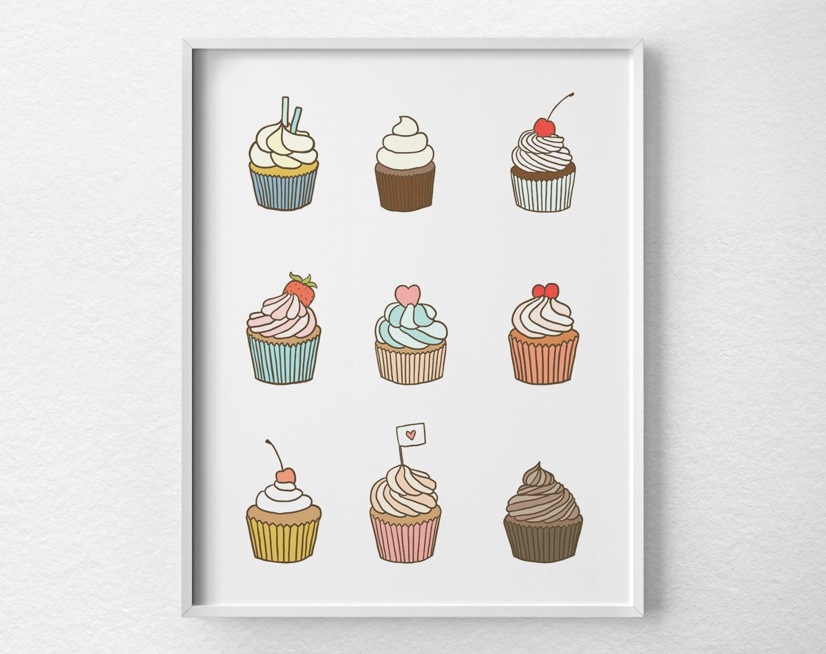 Cupcake Print Cupcake Poster Cupcake Art Bakery Decor