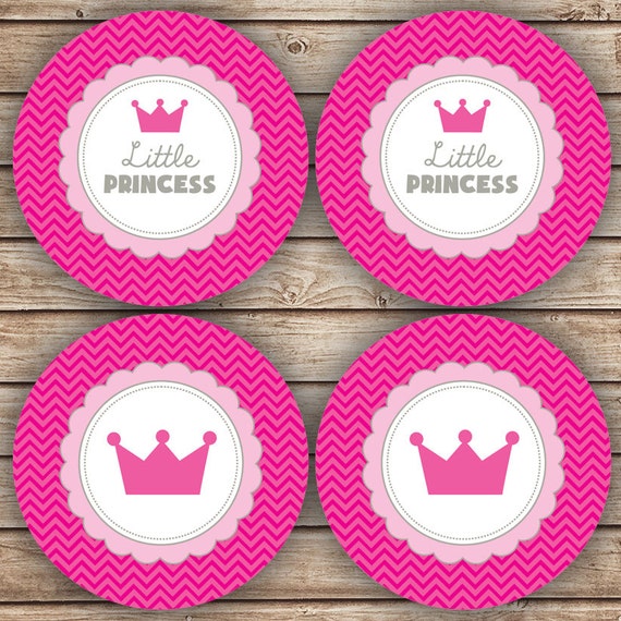 Princess Crown Cupcake Toppers Favor Tags Printable Digital