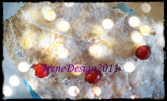 Handmade Silver Jewelry Set with Facetted Carnelian by IreneDesign2011