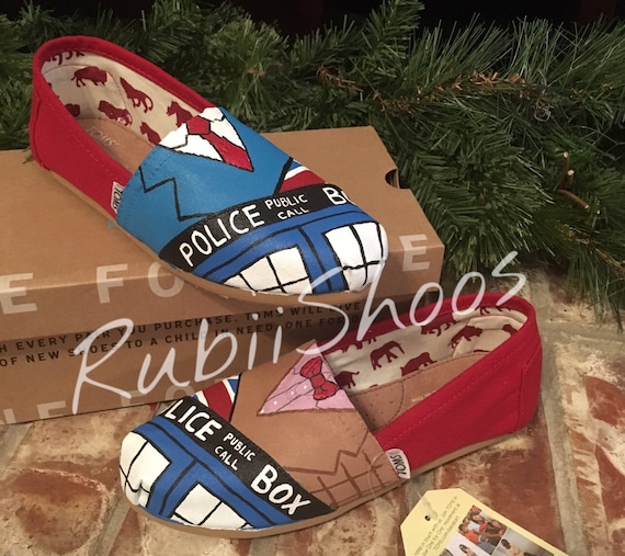 hand painted Doctor Who 10th 11th canvas shoes